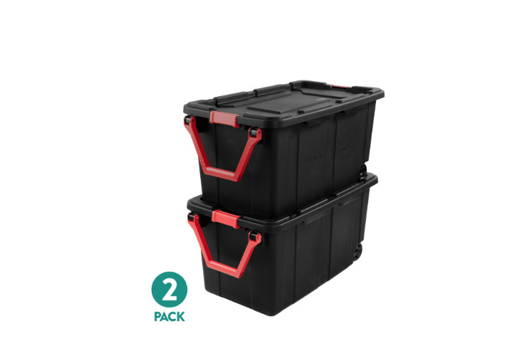2 Pack 40 Gallon Wheeled Industrial Storage Bins with Latching Lids