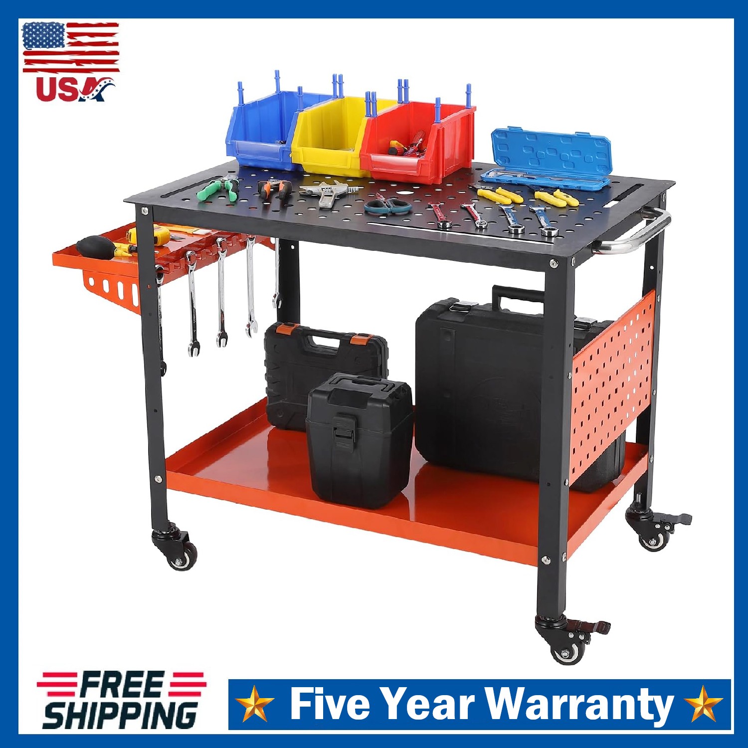Portable Welding Table ,36"x24" Heavy Duty Welding Workbench Table with Wheels