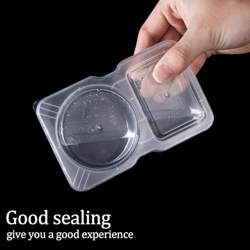 Qewro 15 Sets Snack Containers, Reusable Double Compartment Condiment 15Pack
