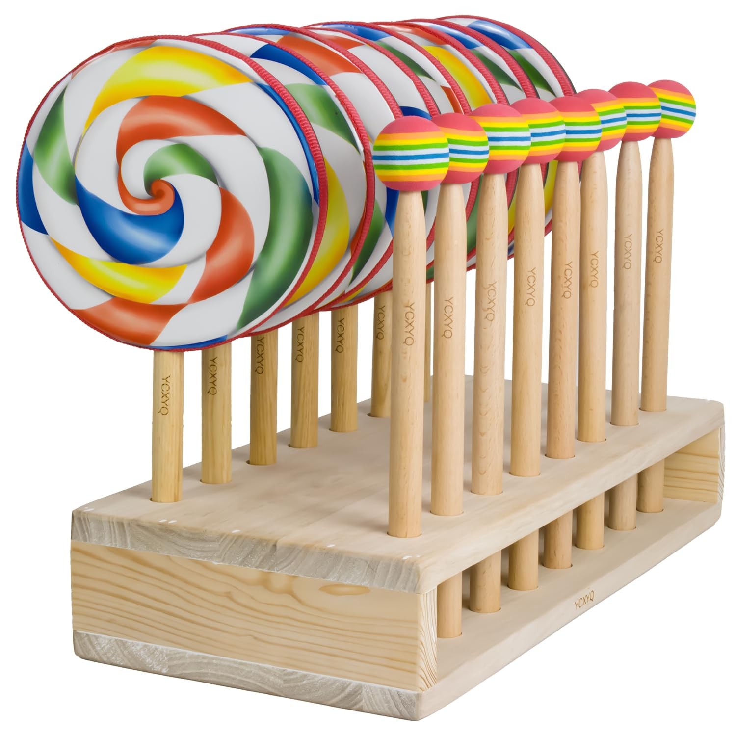17PCS Lollipop Drum Rainbow Drumstick Wooden Hand Drum Percussion Instrument ...