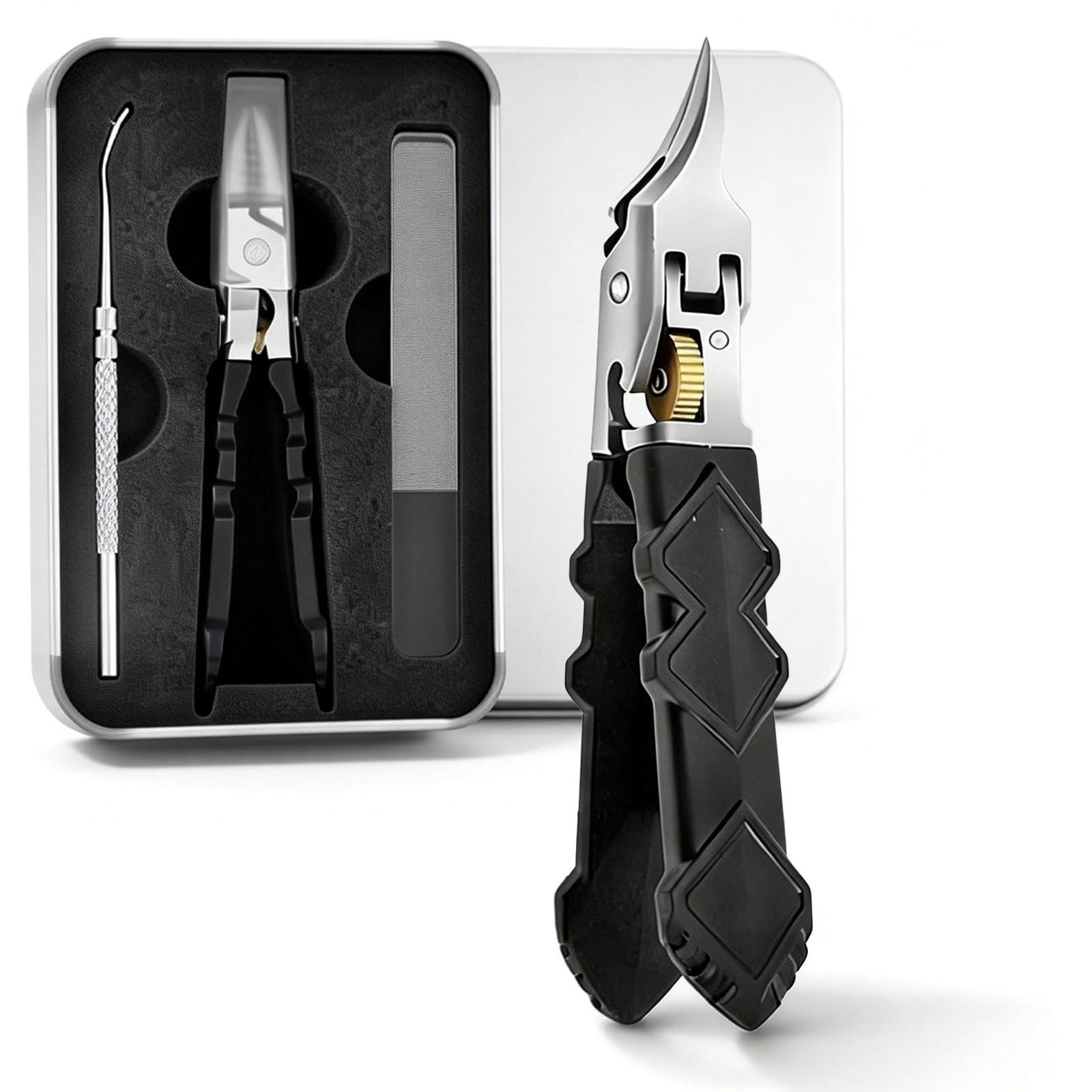 Black Anti-Slip Grip Gear Lock Nail Clipper, Anti-Slip Grip Gear Lock Nail Cl...