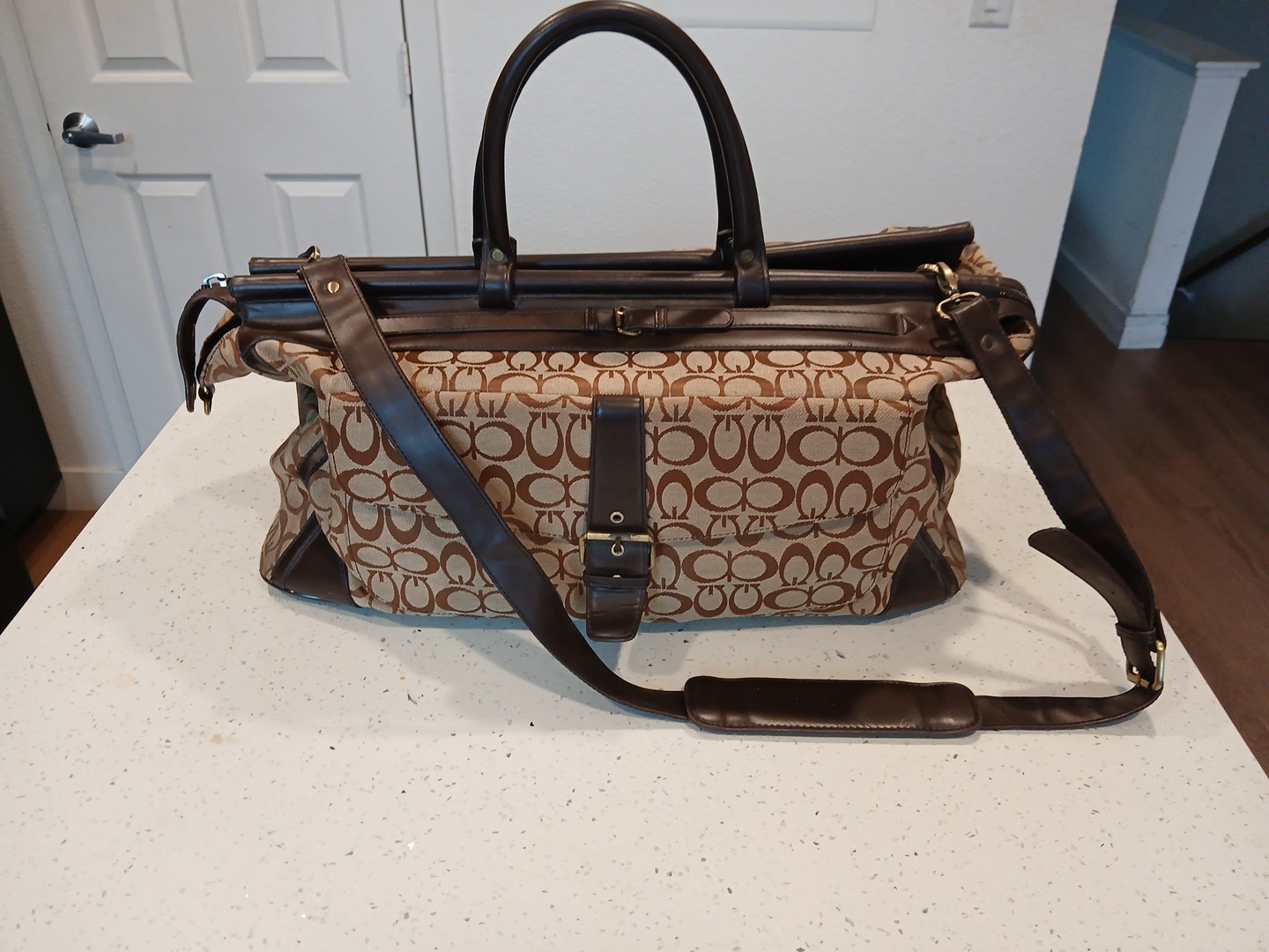 GG MONOGRAM IMMITATION LARGE DUFFLE HIGH QUALITY LEATHER & CANVAS UNISEX