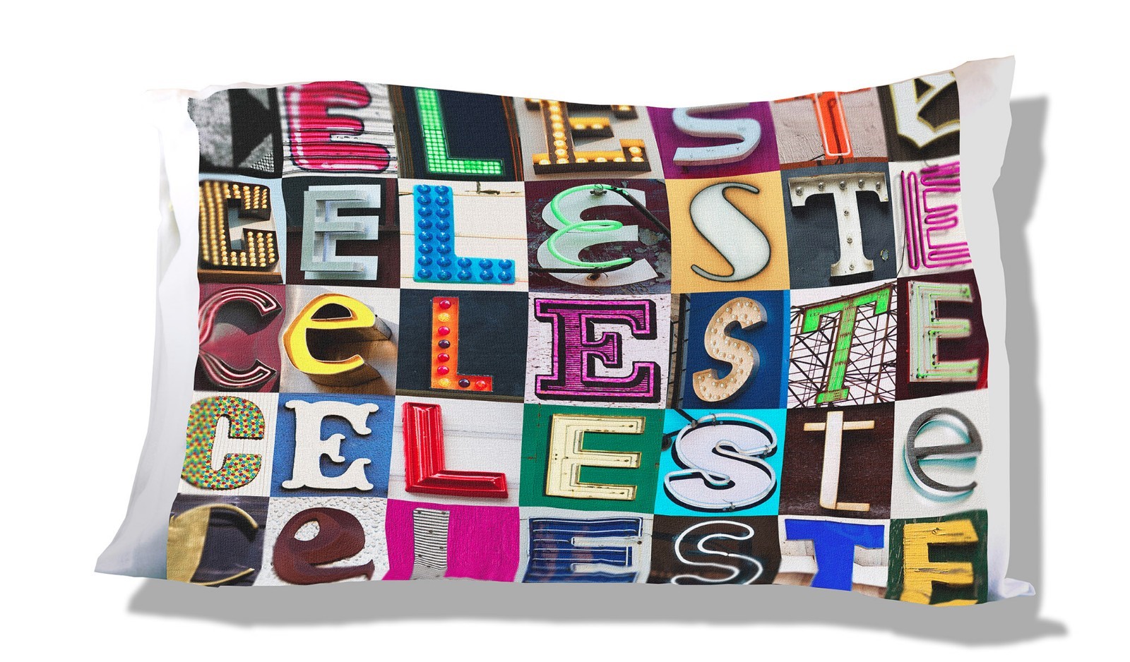 CELESTE Personalized Pillowcase featuring the name in photos of sign letters