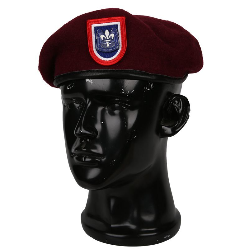US 82ND AIRBORNE DIVISION BERET INSIGNIA HAT SPECIAL FORCES WINE RED BERET CAP