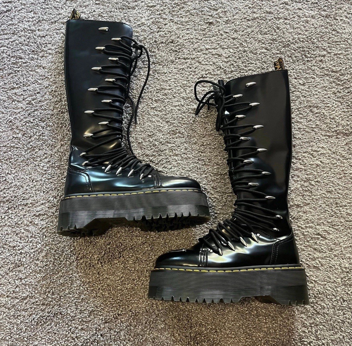 Dr. Martens 1B60 LTT Max Double Quad Sole Platform Knee Boots Metal Toe Womens 8