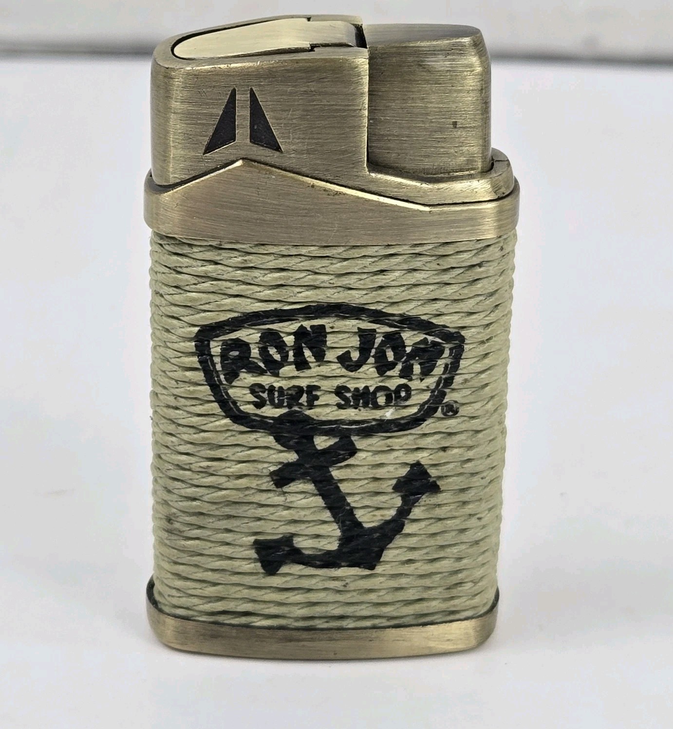 Ron Jon Surf Shop Butane Lighter Brass Wrapped in Twine w Anchor Design