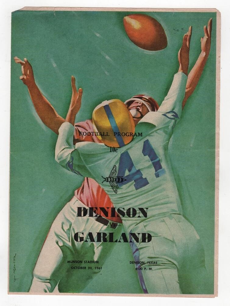 1961 Texas High School Football Program Denison v Garland 10/20 49465
