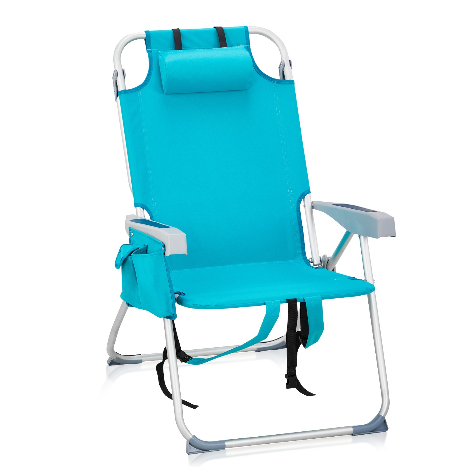Oxford Cloth Backpack Beach Camping Chair Sleep Bed Folding Heavy Duty, Aluminum