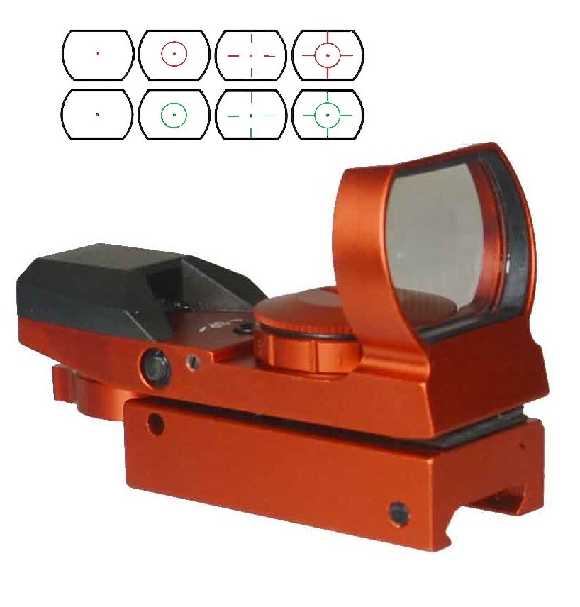 New Reflex Red and Green Adjustable Dot Sight Anodized Red Finish