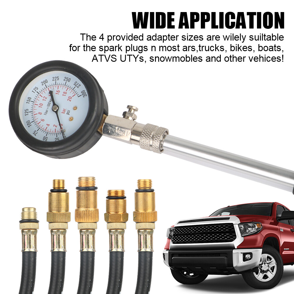 Small Engine Cylinder Compression Gauge Tester Kit Gas Diagnostic Tester Set