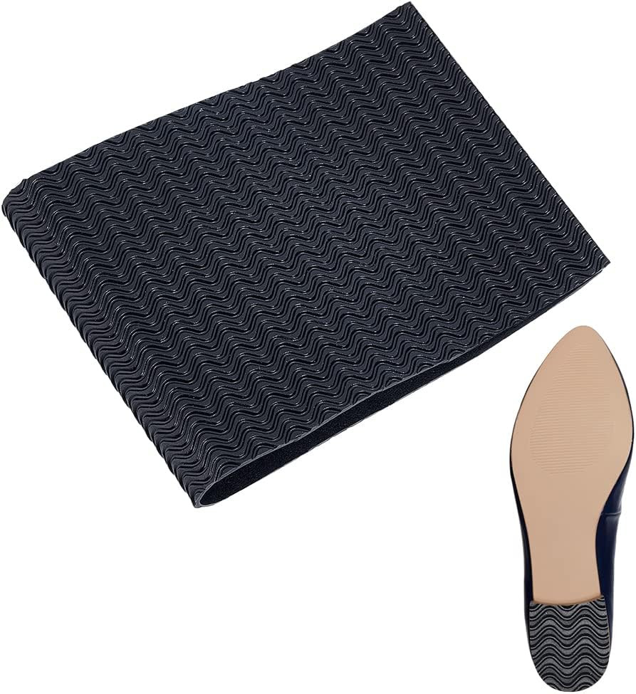 Rubber Soling Sheet, Non-Slip Black Shoe Heel Pads, 2.5mm Thick, Repair Replacem