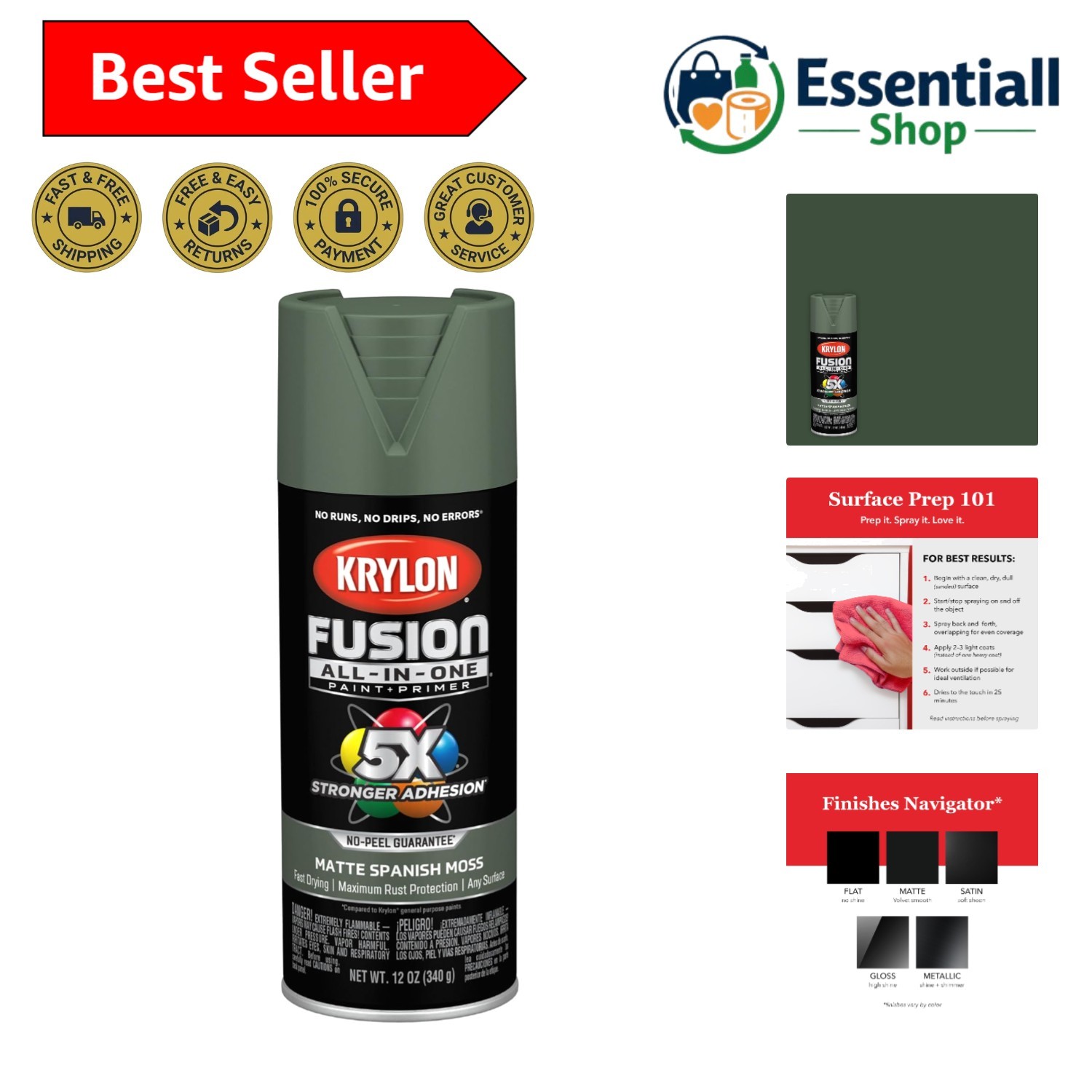 Spanish Moss 12 oz Adhesive Spray Paint - Perfect for Indoor & Outdoor Projects