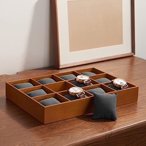 Solid Wood Watch Storage Tray for Drawer Watch Pillow Organizer Display Gray