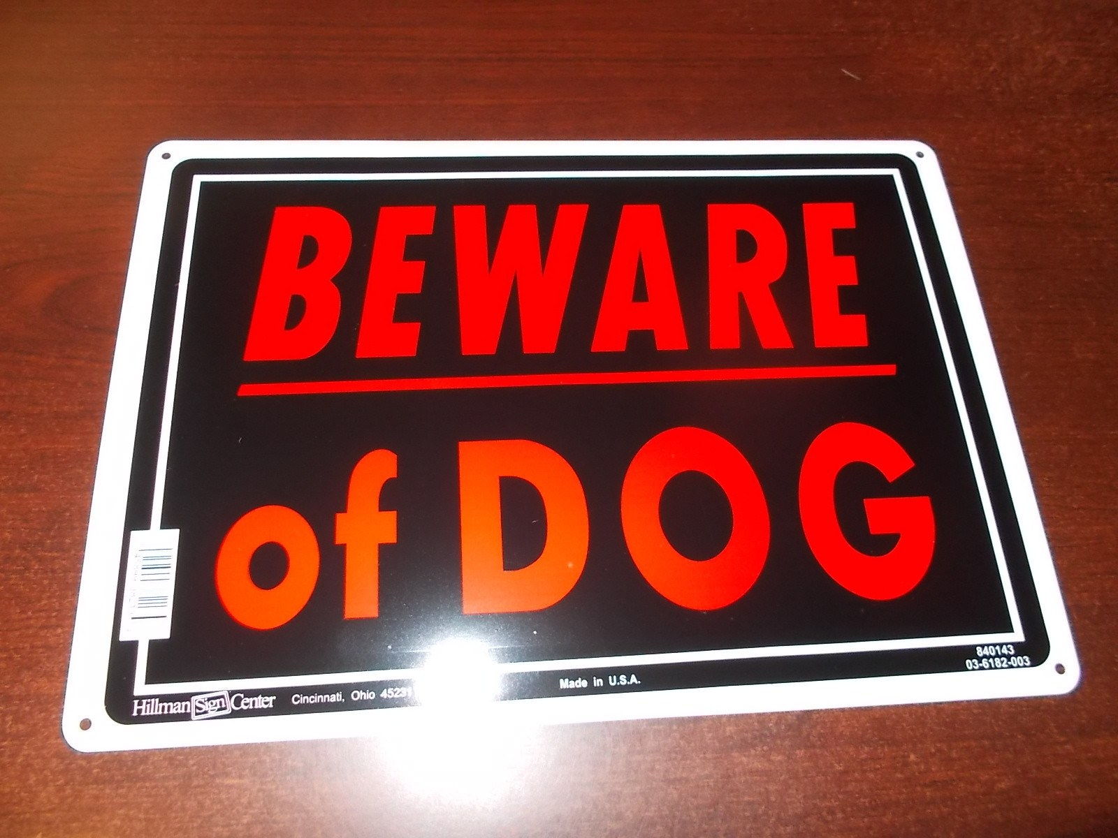 1 BEWARE OF DOG 10" x 14" Aluminum ( metal ) Warning Sign Hillman predrilled