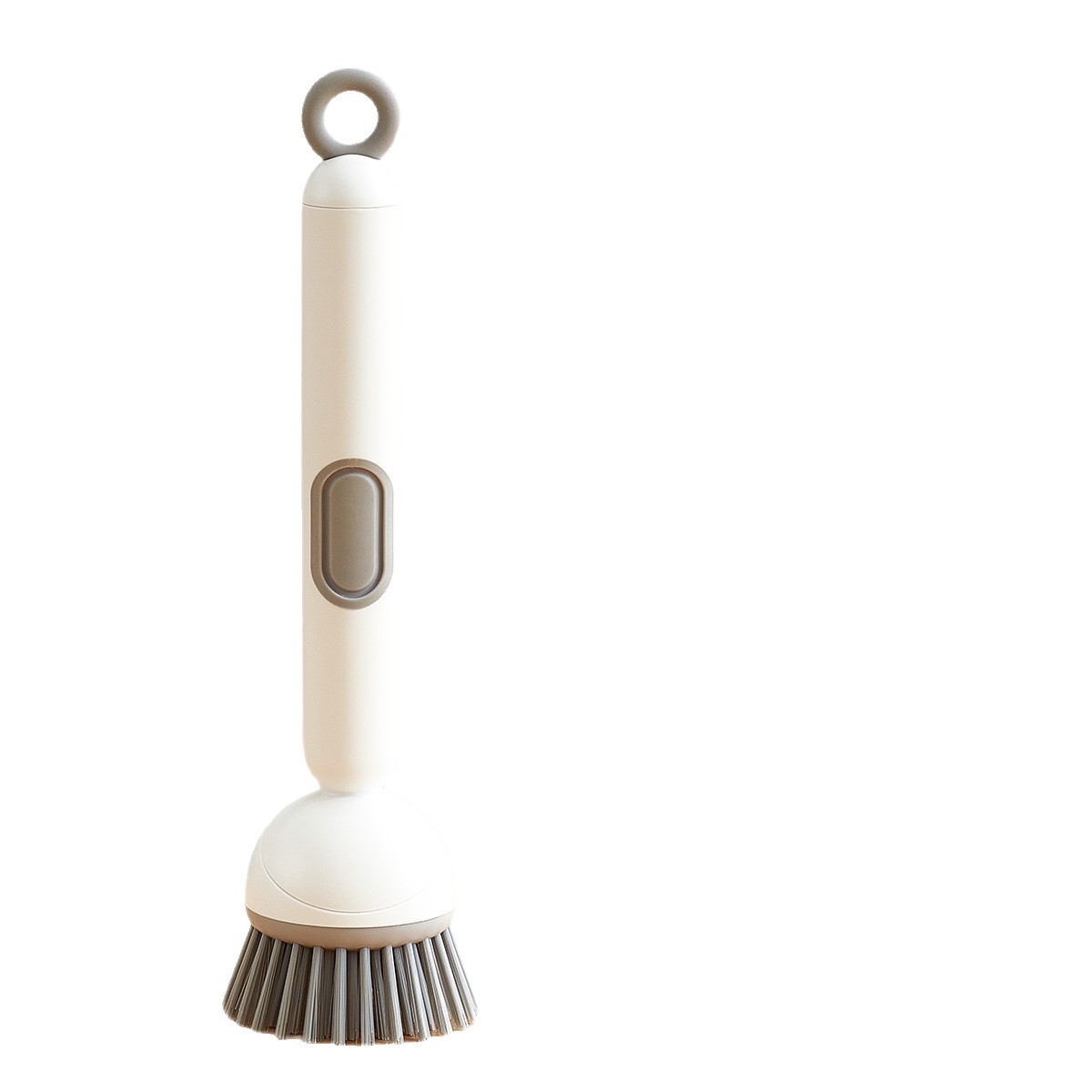 Long Handle Liquid Dispensing Rotating Pot Brush, Non Stick Kitchen Scrubber