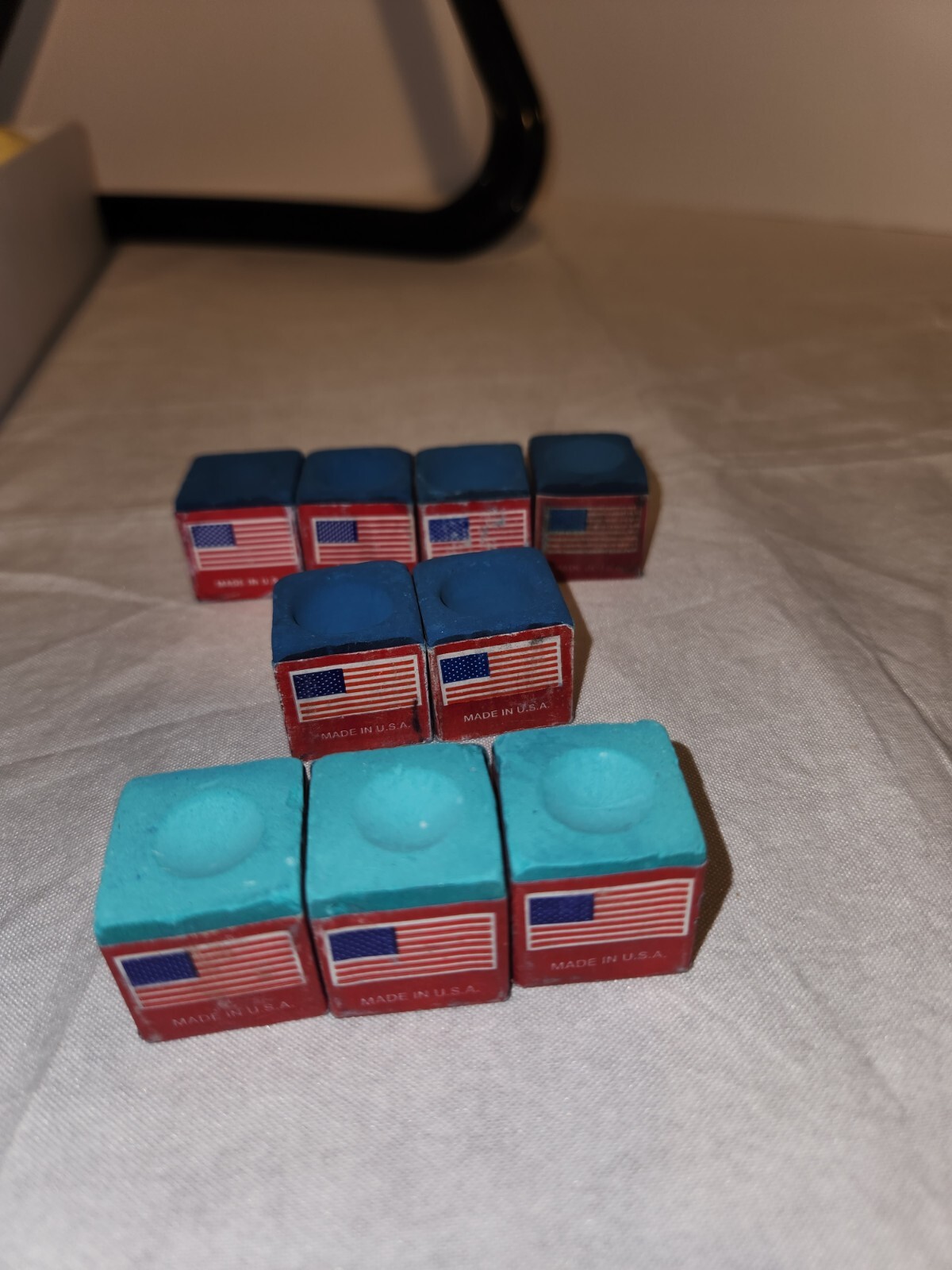 Billiards Lot of 19 Billards Balls, Pool Balls, Triangle, 9 Pieces of Cue Chalk