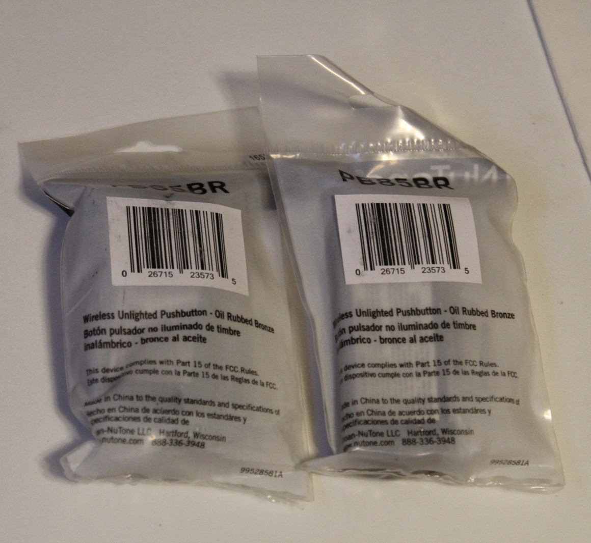 NUTONE WIRELESS PUSHBUTTON PB85BR-2 IN LOT