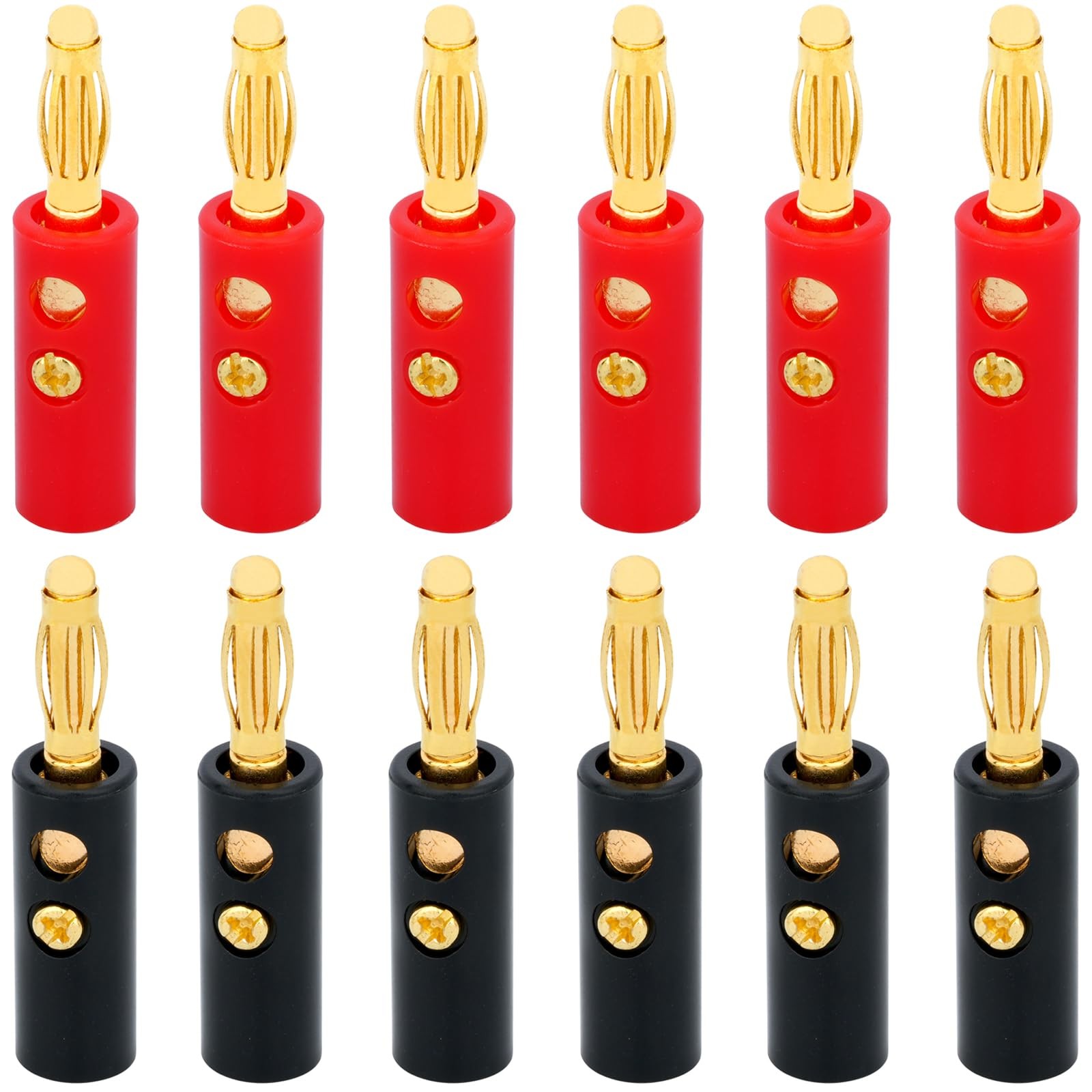 WWZMDiB 4mm Banana Plugs Stackable Connectors 4mm, 12Pcs/6pair Nickel Plated