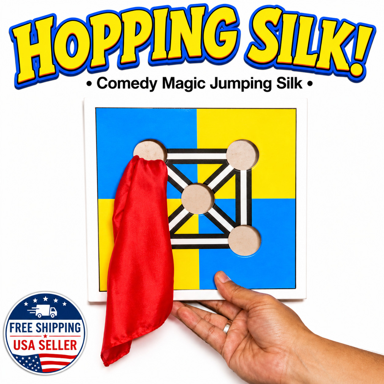New HOPPING SILK Jumping Magic Trick Clown Kid Show Jumps Hops Prop Middle Stage