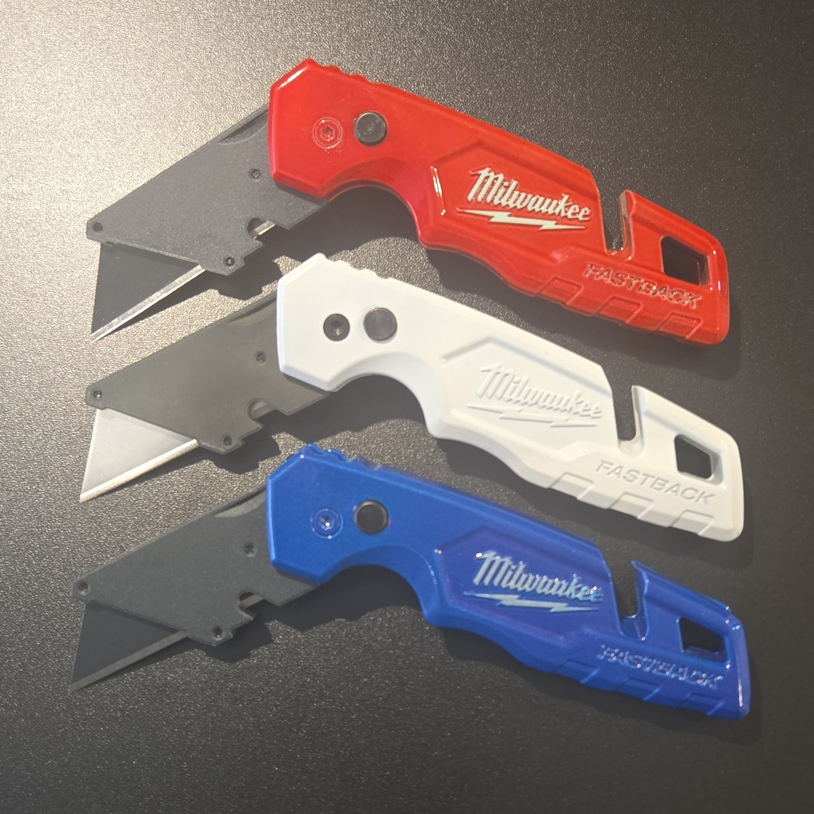 Custom Milwaukee FASTBACK 48-22-1501 Utility Knife Set 3pc Red/White/Blue
