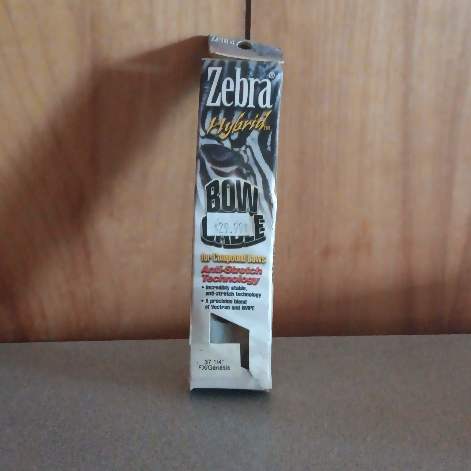 Zebra Hybrid Bow Cable Black/White 37 1/4" Anti-Stretch Hoyt FX/Genesis