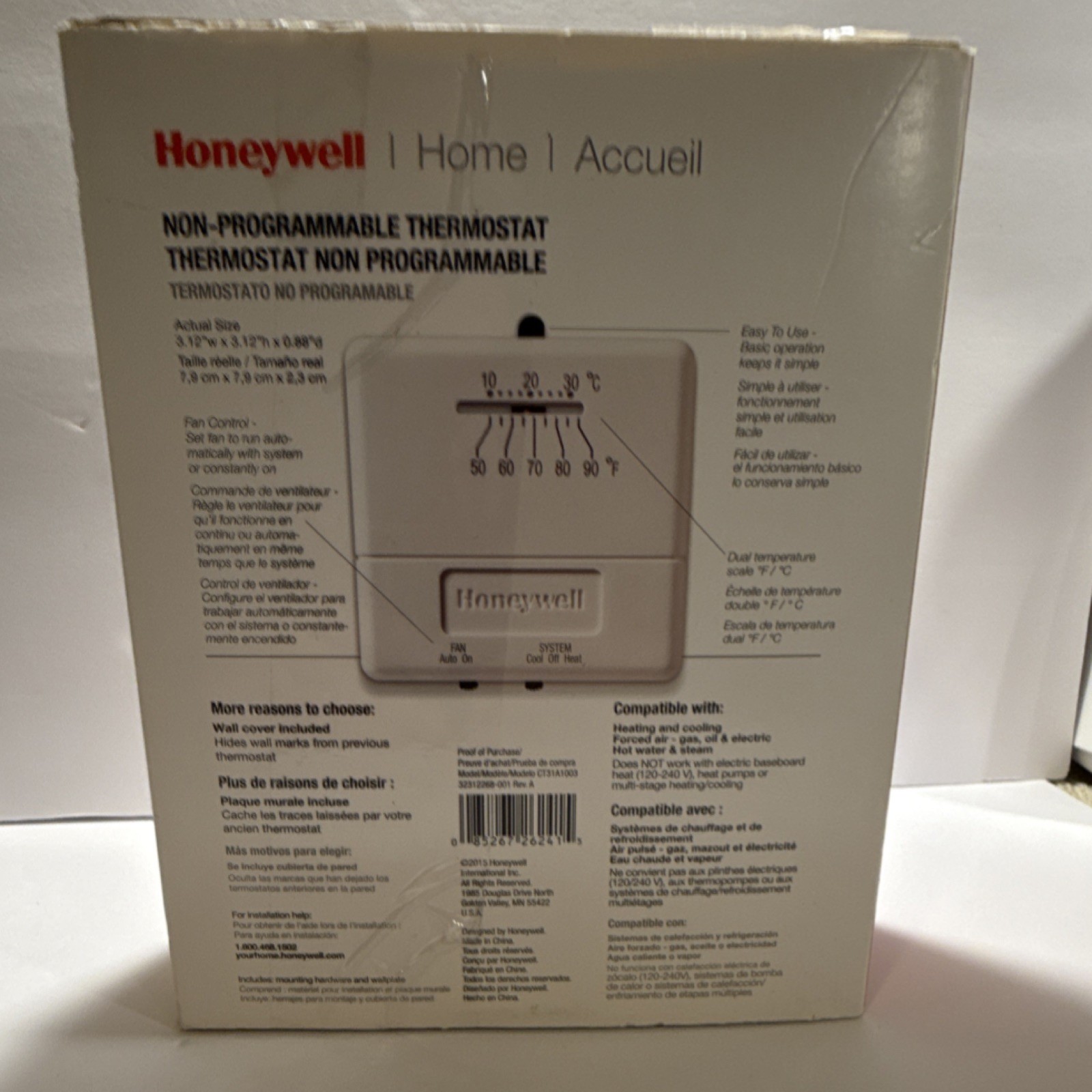 Honeywell CT31A Non-Programmable Thermostat Dial Switch Dual Scale Easy Install