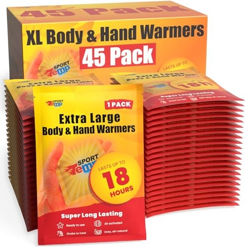 Large Hand & Body Warmers 45 Pack - Up to 18 Hours of Heat Super Long Lasting...
