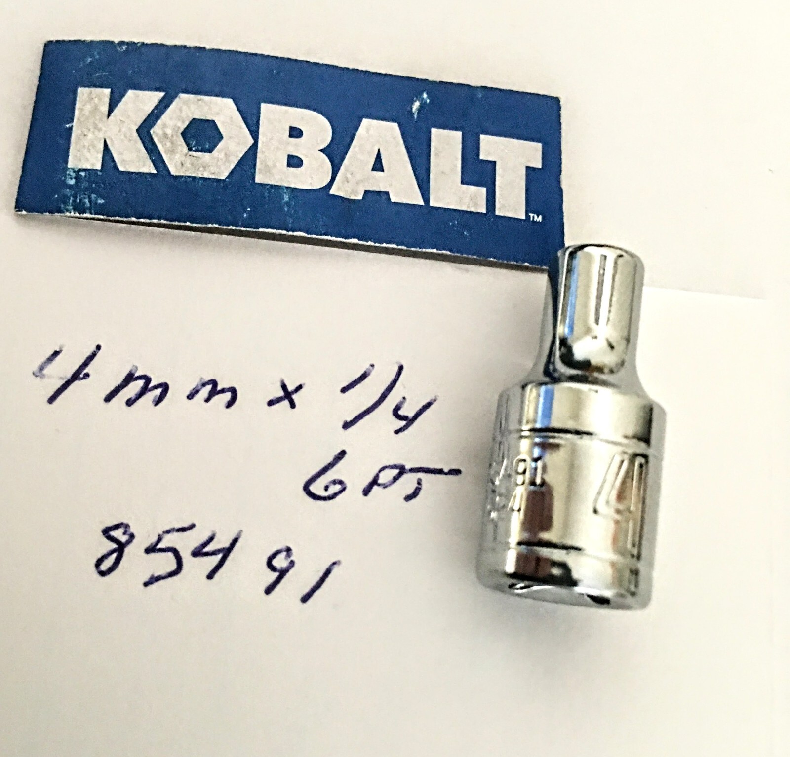 Kobalt 4 mm x 1/4" Dr  Standard Chrome Socket  6 Pt  #85491  Free USA  Shipping