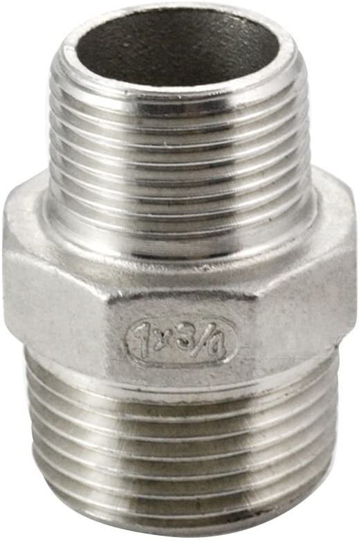 1" to 3/4" Inch male NPT Hex Nipple Pipe Fitting Reducer Reducing Adapter SS 304