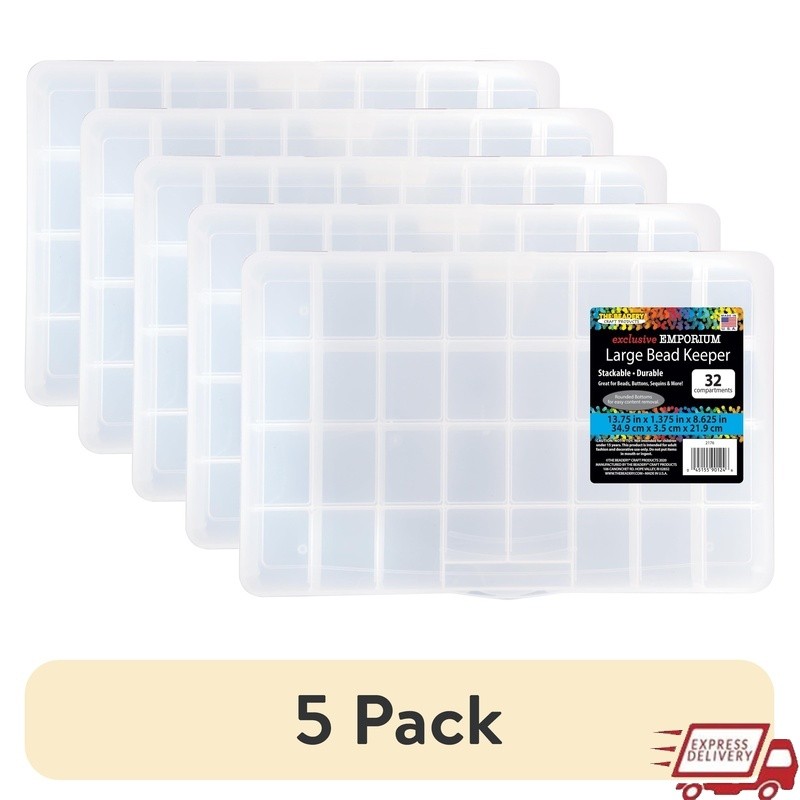 Large Bead Storage Box 32 Compartment Craft Organizer Portable Plastic New