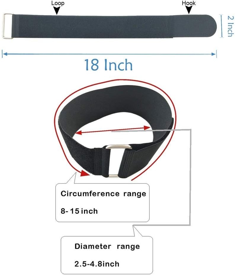 18" x 2" Reusable Nylon Hook and Loop Straps - 6 Count for Ultimate Organization
