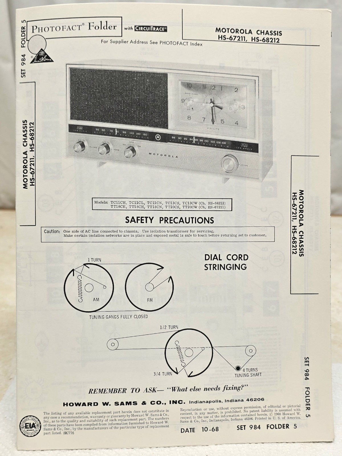 General Electric Model RP3030A Sams 1968 Schematic & Parts List