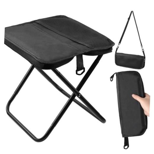 Camping Stool Collapsible Stool, Portable Folding Stool for 1Pack-large Black