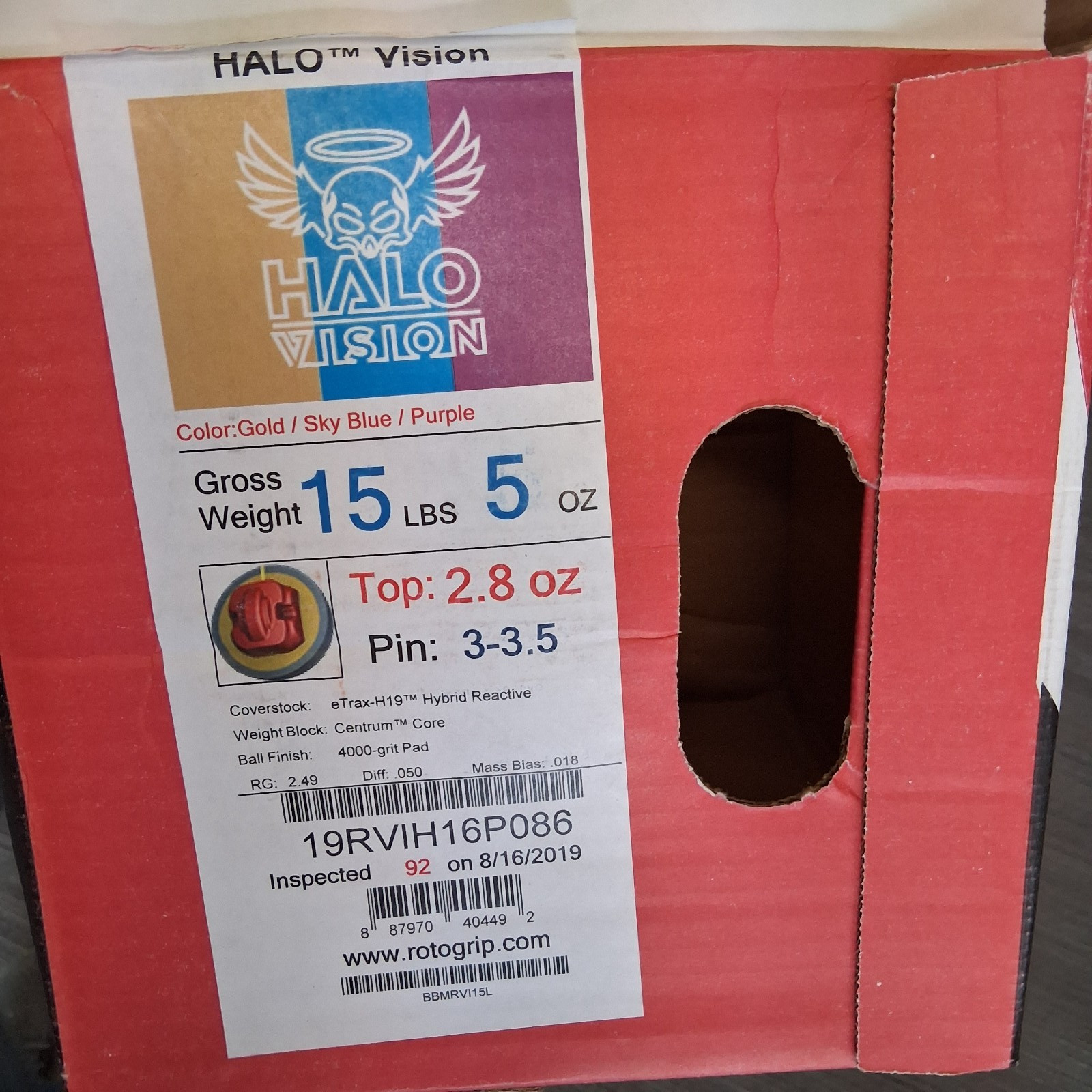 Roto Grip Halo Vision 1ST QUALITY bowling ball 15 LB. NEW IN BOX! #086