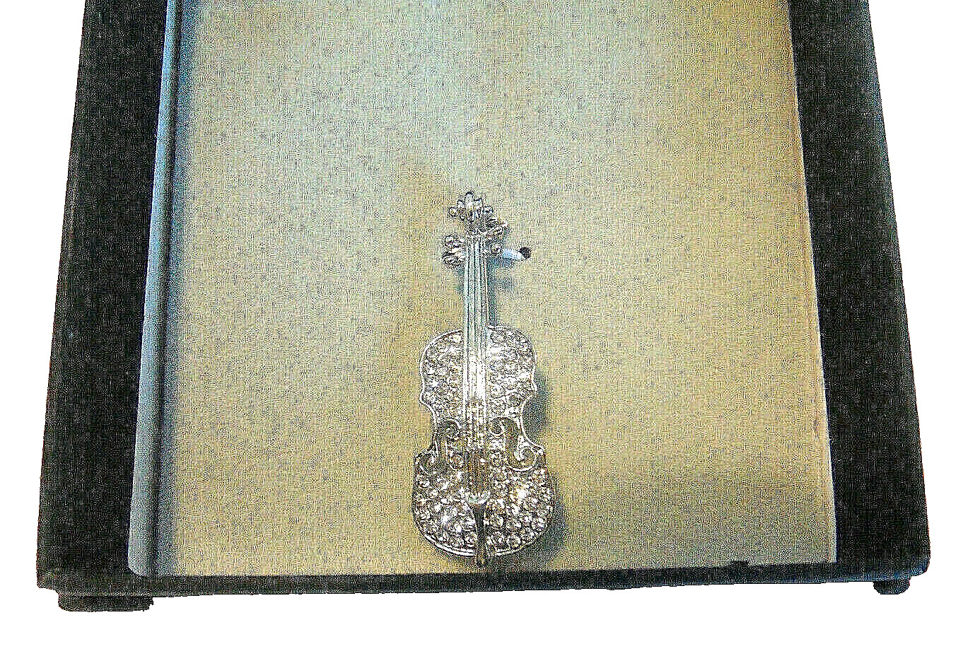 Collar Pin Bar Men's Silver Novelty Violin Clear Presciosa Crystal Linea Uomo