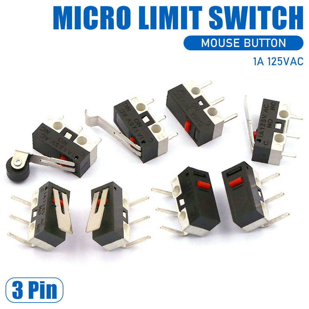 Micro Limit Switch 1A 125V Mouse Button 3-Pins PCB Momentary Push Micro Switche