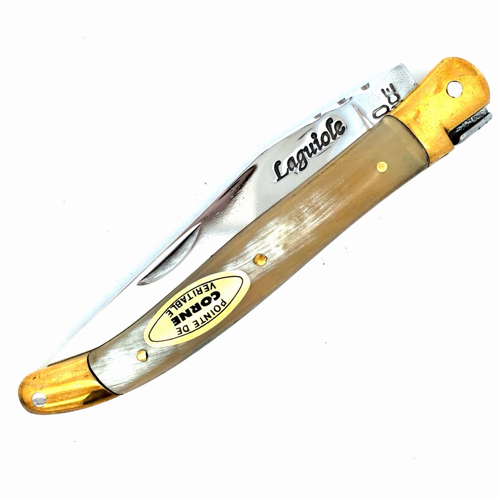 Laguiole En Aubrac France 440 Blond Horn Handled Single Blade New Pocket Knife