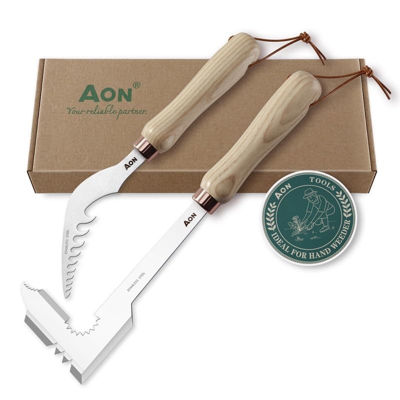 AON 2-Pack Hand Crack Weeder Puller Tool Set - Made with Heat Treated Steel...