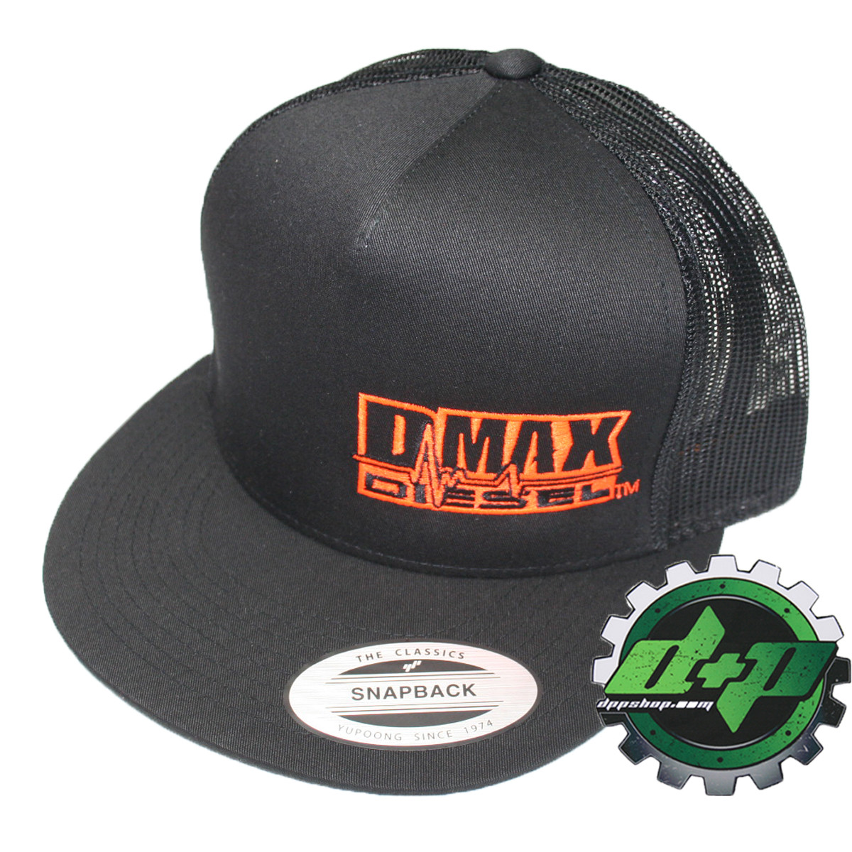 DMAX Diesel flat bill snap back trucker cap hat ball safety orange Chevy Duramax