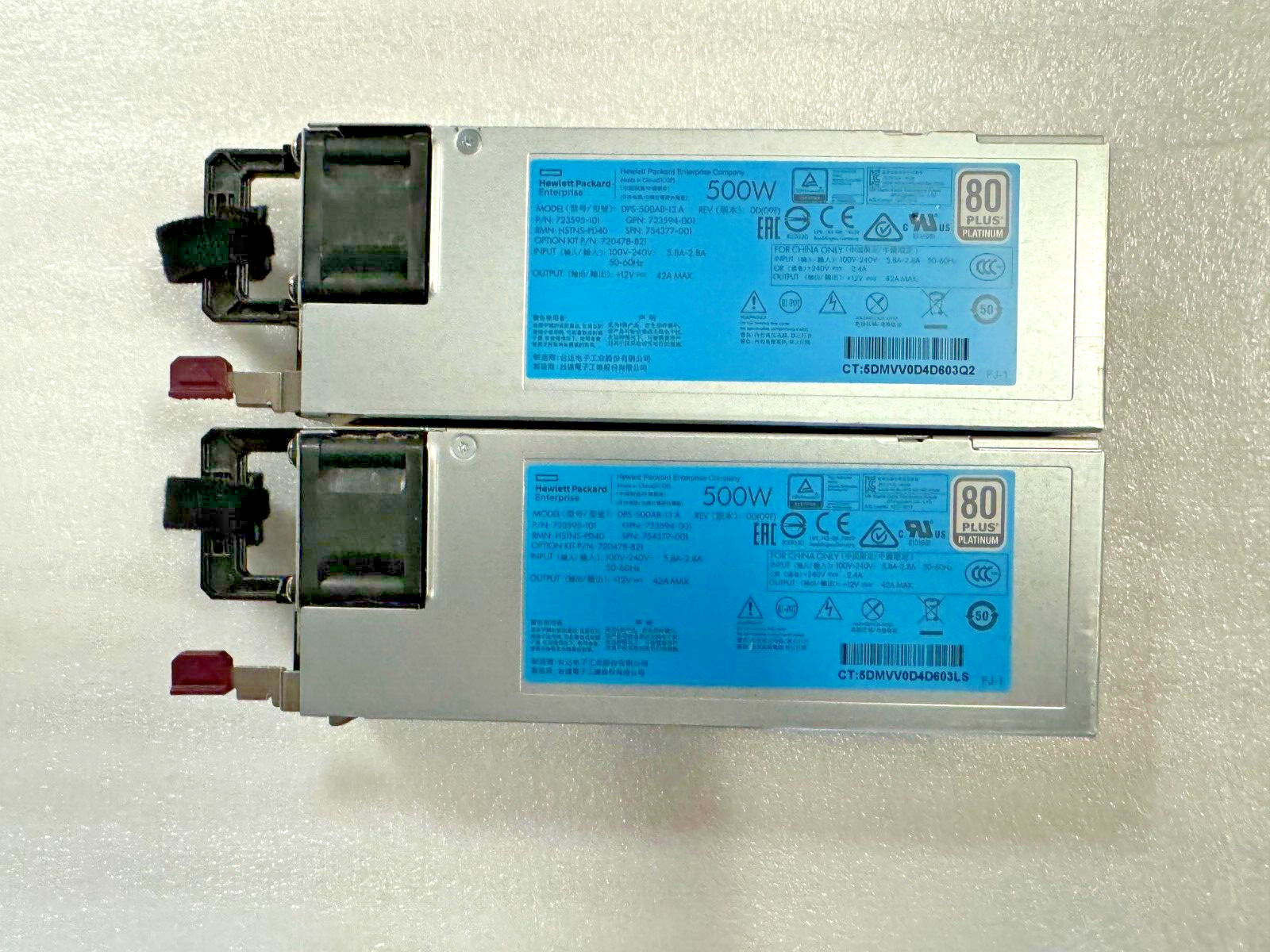 2x HP ProLiant G9 DL390 DL380 ML350 DL360 G9 500W Power Supply 723594-001