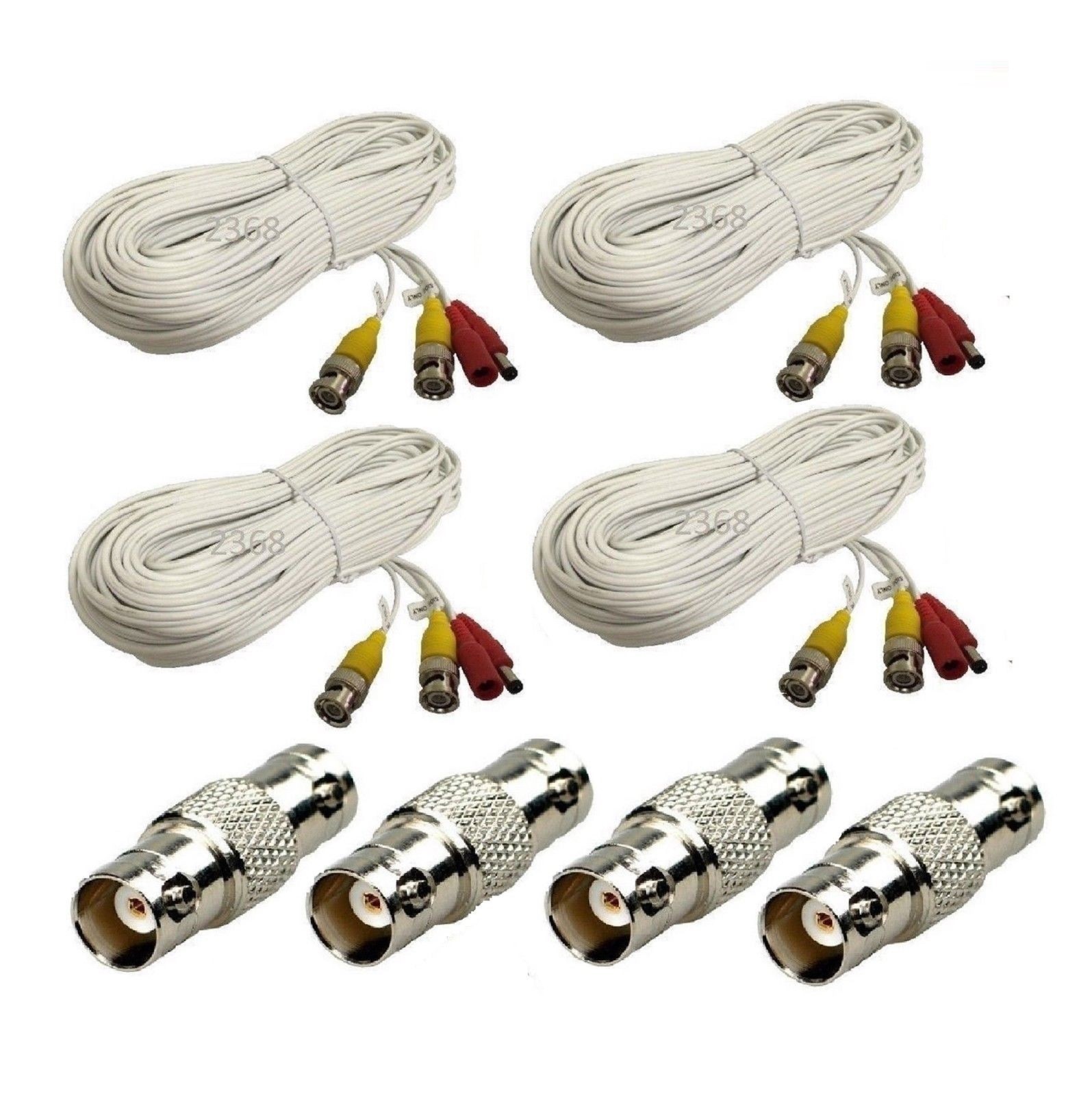 4x 50ft Video Power Security Camera Extension Cable Wire for CCTV Camera System