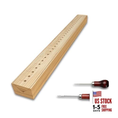 Bamboo Book Binding Cradle with 2 Awls Wood Bookbinding Punching 12 inches