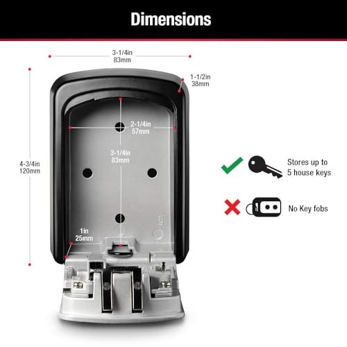 Master Lock Wall Mount Key Lock Box, 5 Key Capacity, Black 5401EC