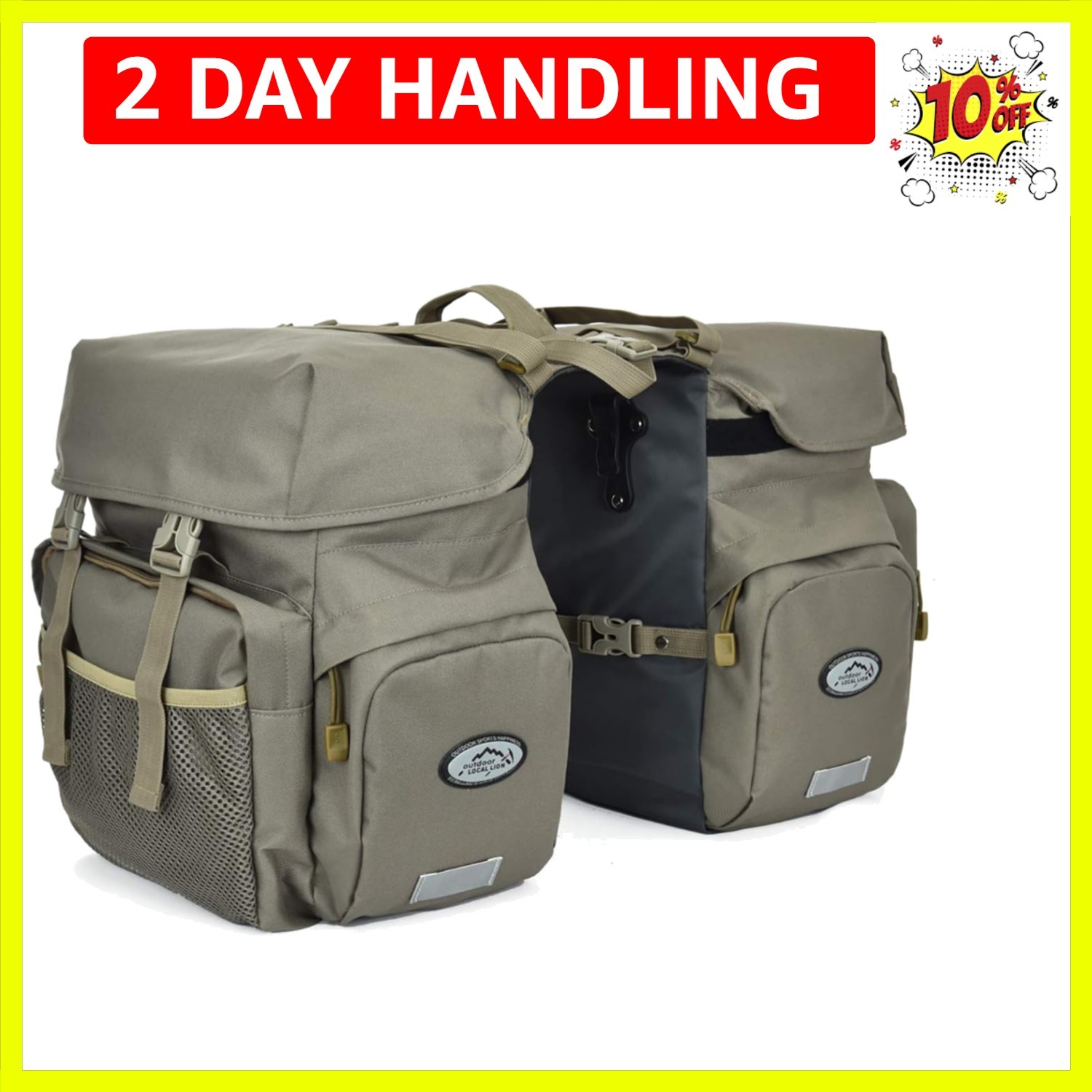 50L Bike Panniers Bicycle Commuting Bag Waterproof Saddle Bags with Rain Cove...