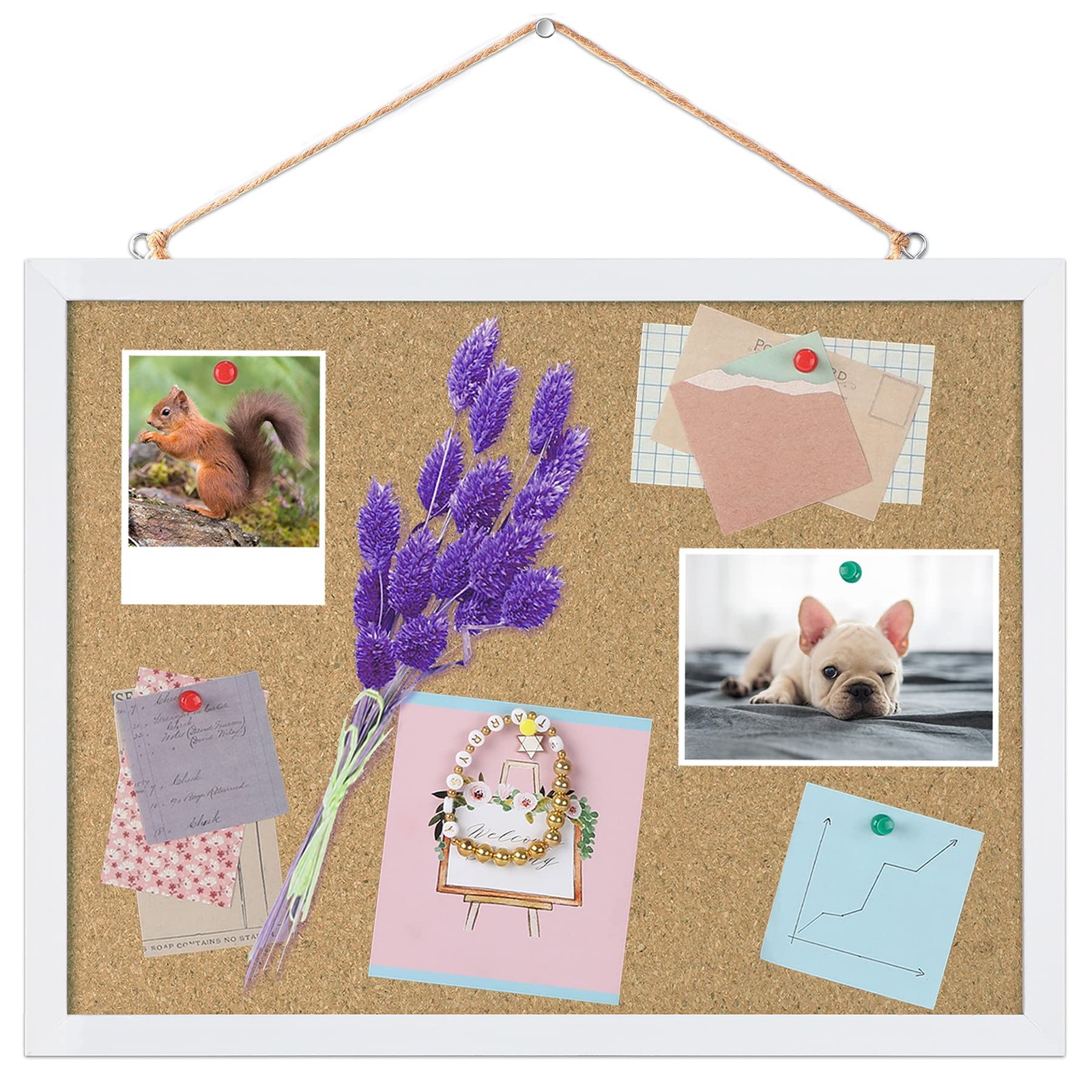 White Frame Cork Board, 15.7x12 Inches, Pin Message Vision Board, Office