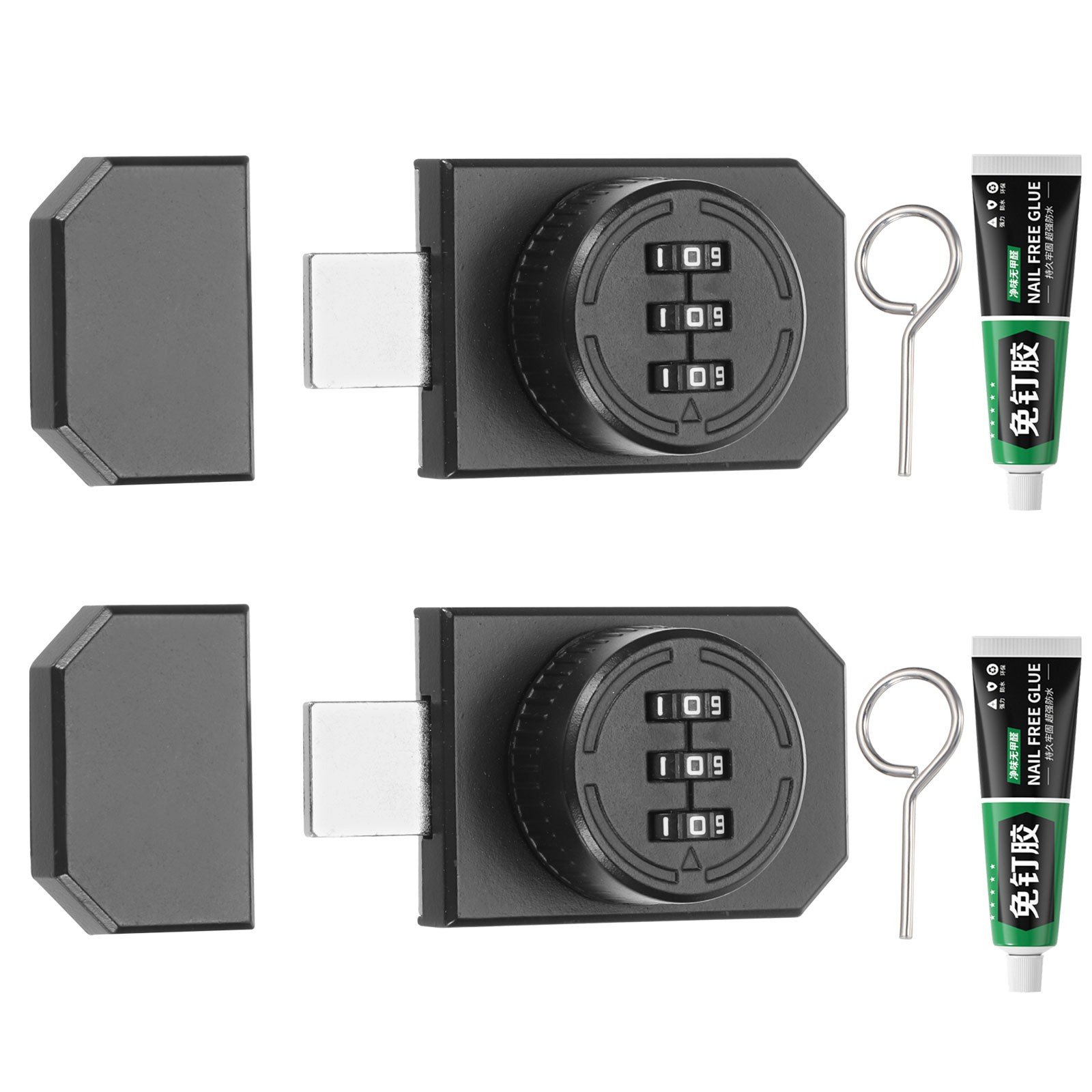2 Pcs Black Cabinet Combination Adhesive Lock for Brand