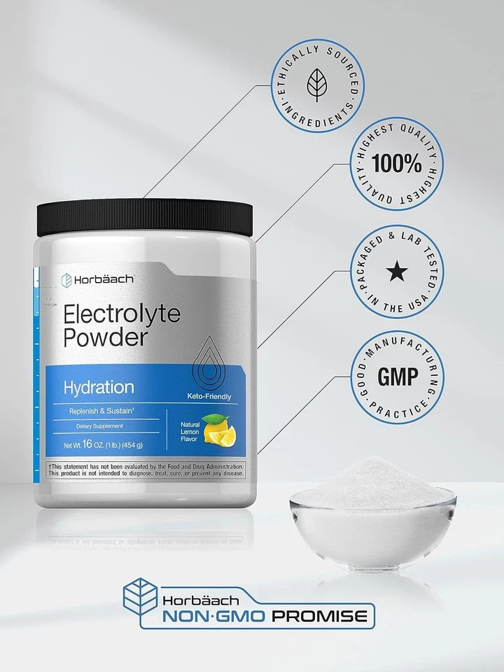Horbäach Electrolytes Powder | 16 oz | 130 Servings | Hydration Supplement |...