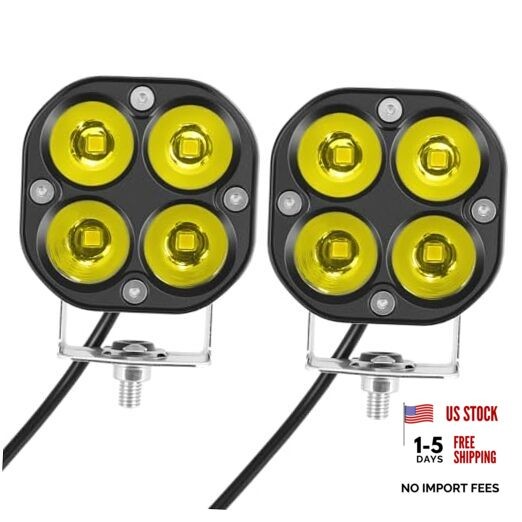 LED Yellow/Amber Fog Lights Pod, 2 Pack 3-Inch 40W Offroad Auxiliary Driving