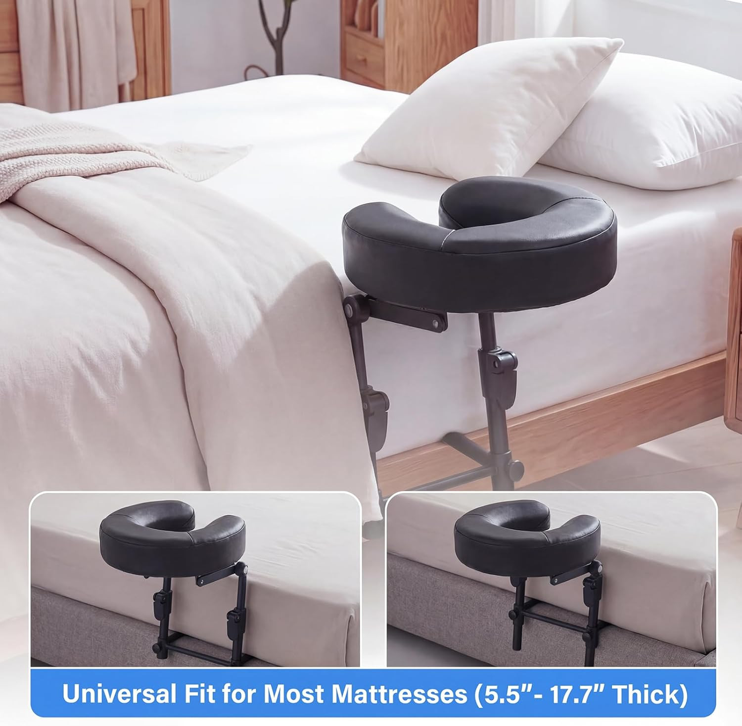 Portable Massage Headrest for Bed, Easy-Install Adjustable Face Cradle with Memo