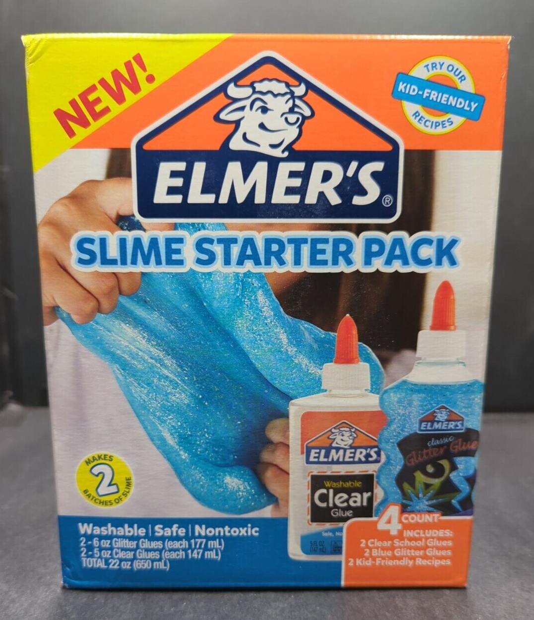 NEW Elmer's Glue Blue Glitter Slime Starter Pack Washable Safe Non-Toxic